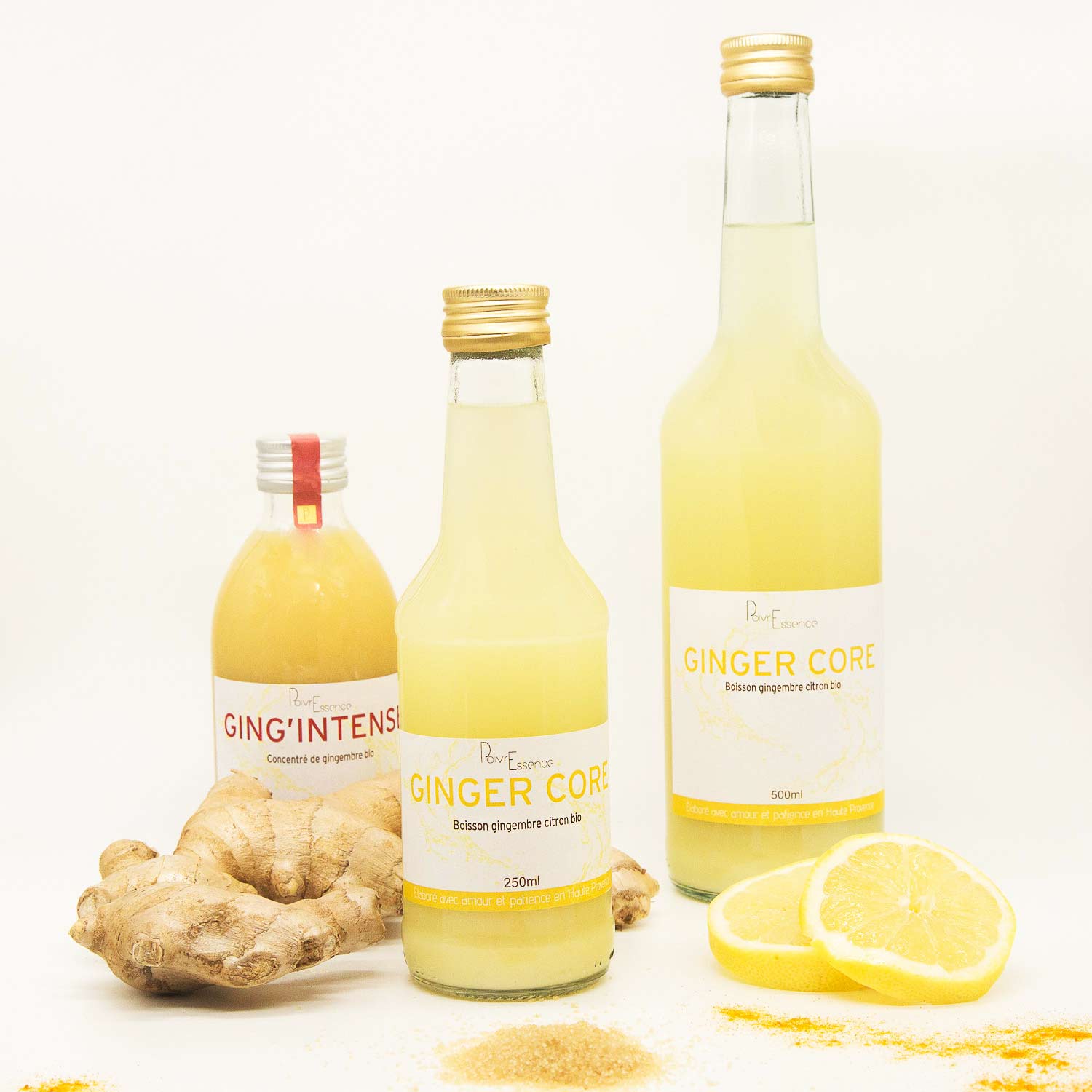 boissons et concentré au gingembre citron